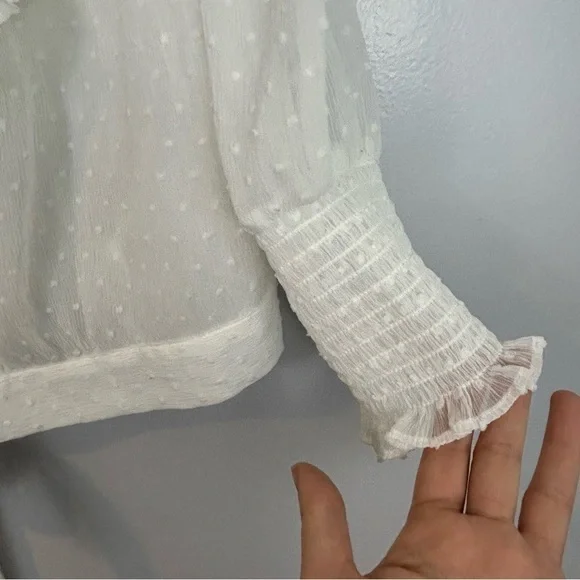 MWT Maje Plumeti Cropped White Wrap Ruffle V-neck Wrap Blouse Size 2 NEW - Picture 12 of 15